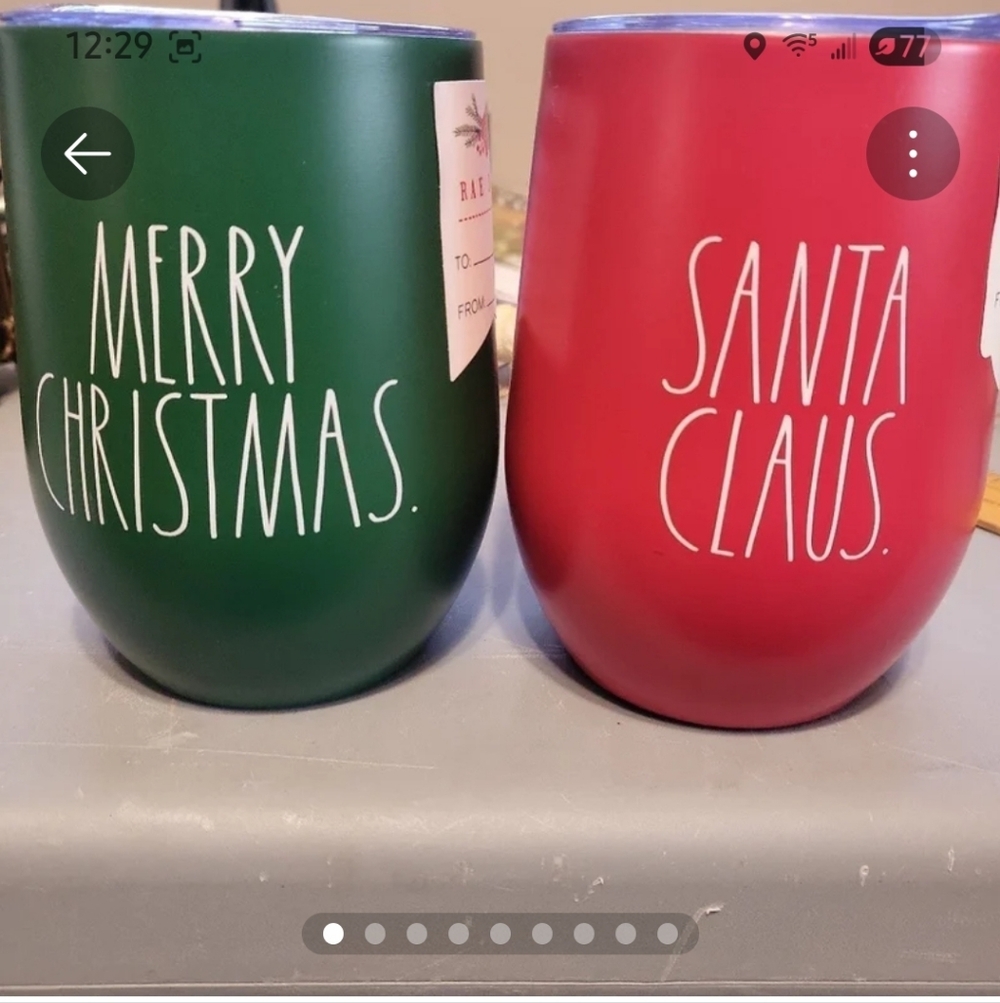 🆕 Rae Dunn insulated wine glassess- Red & Green- Set Of 2